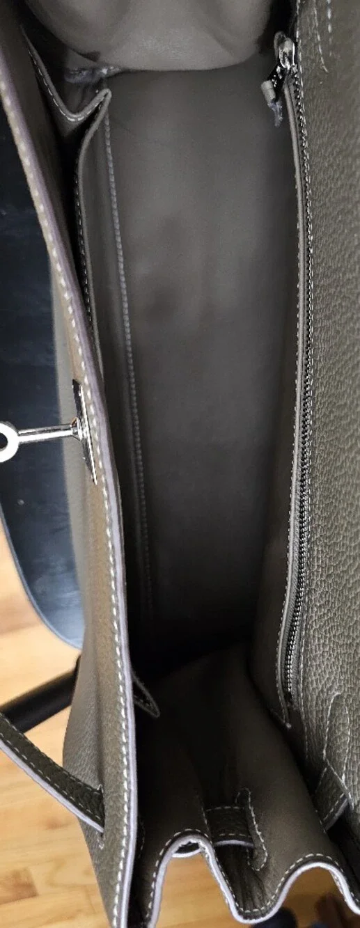 Gray Leather Top-Handle Women's Bag